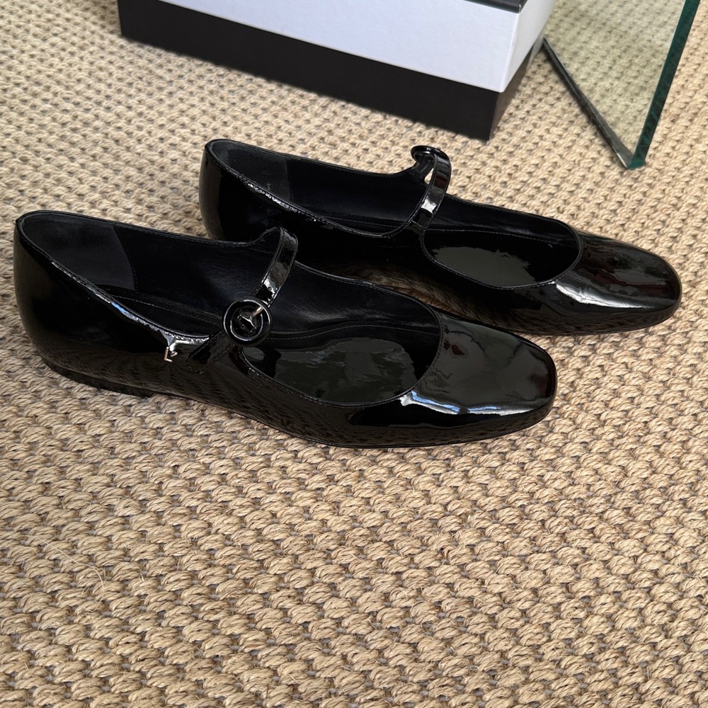 Larroude Blair Patent Leather Black Mary Jane Ballet Flat - Picture 3 of 6